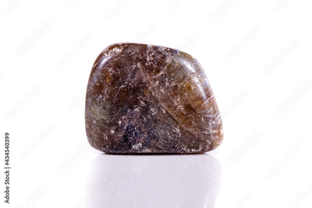 Fototapeta premium Macro mineral stone Labradorite on white background