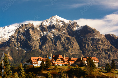 view from the lake of the llao llao hotel in bariloche photo