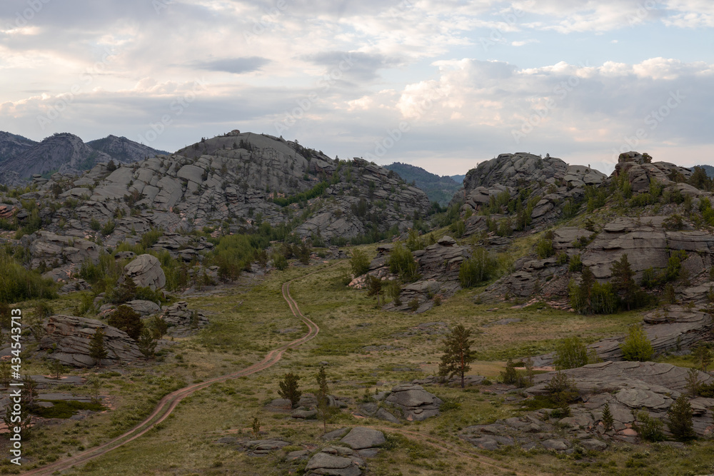 Cloudy morning at Bayanaul National Park, Kazakh Uplands.