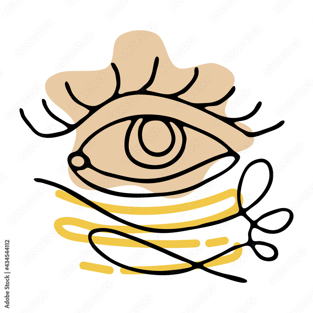 Hand drawing abstract female eye line art isolated on white background. Modern vector illustration with geometric shapes. Hand drawing abstract female eye line art isolated on white background. Modern vector illustration with geometric shapes.