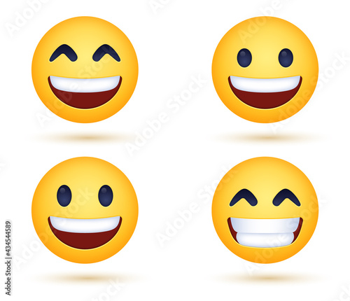 3d Beaming Grinning emoji Face with Smiling Eyes, Smiling Face with Open Mouth and Smiley Eyes emoticon, Grinning Face character, Happy Face emotion, Smiley Face showing teeth 