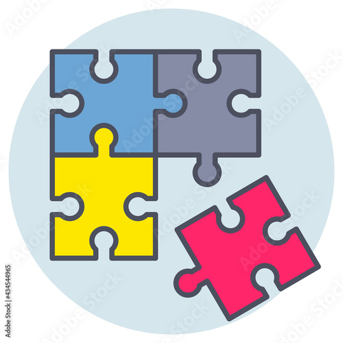 Filled outline icon for puzzle. © Graphic Mall