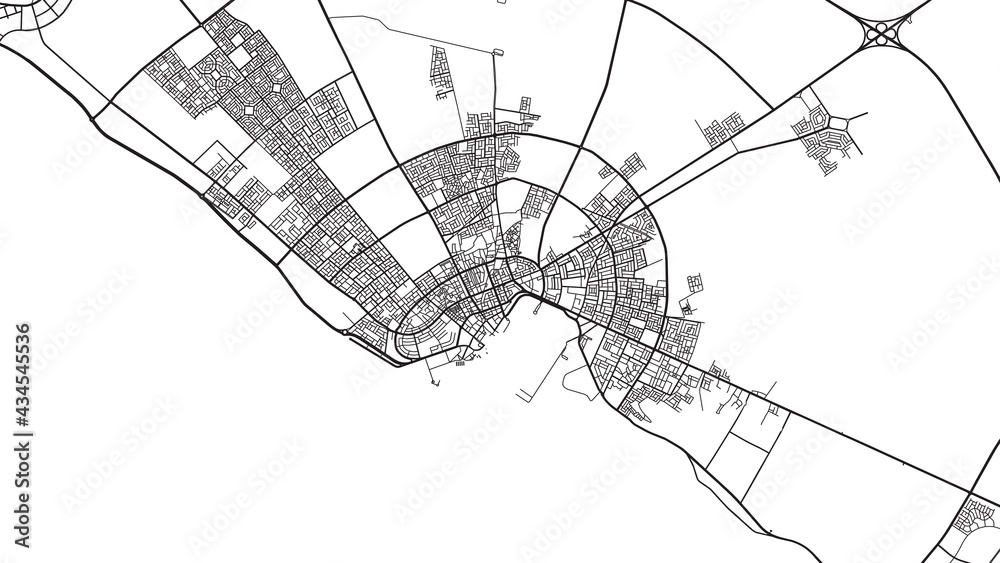 Urban vector city map of Yanbu, Saudi Arabia, Middle East