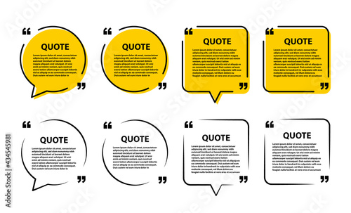 Quote box frame, speech bubbles templates and communication quote frames	
