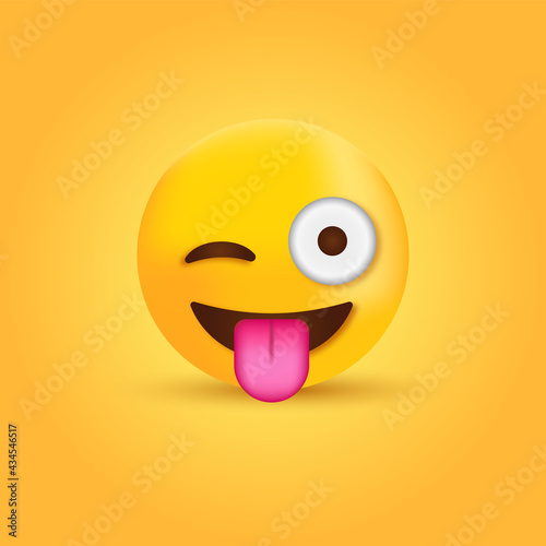3d winking emoji face with tongue, Crazy emoticon with Stuck Out Tongue and Winking Eye	