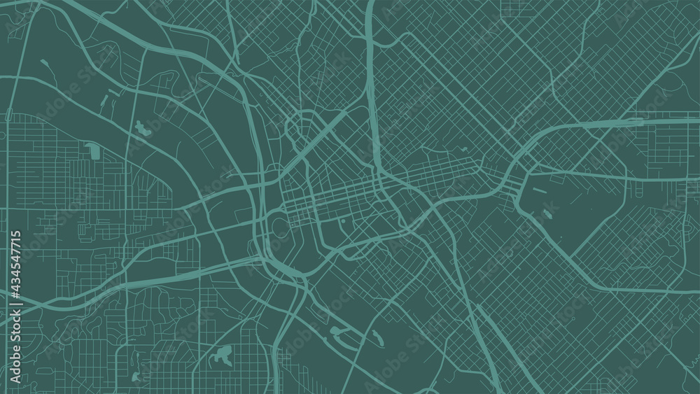 Green Dallas city area vector background map, streets and water cartography illustration.