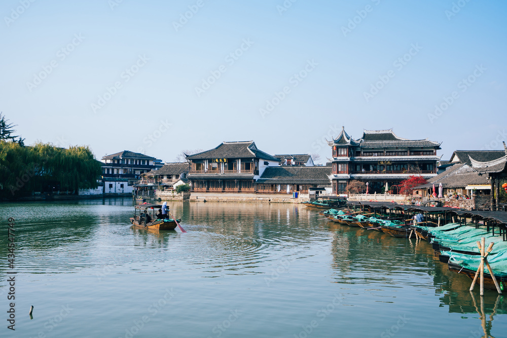 Fototapeta premium Scenery of the ancient town of Jinxi in Suzhou, Jiangsu Province, China, a typical Chinese water town in the south of the Yangtze River