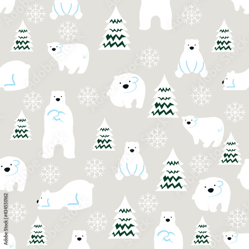 cute polar bears seamless pattern background