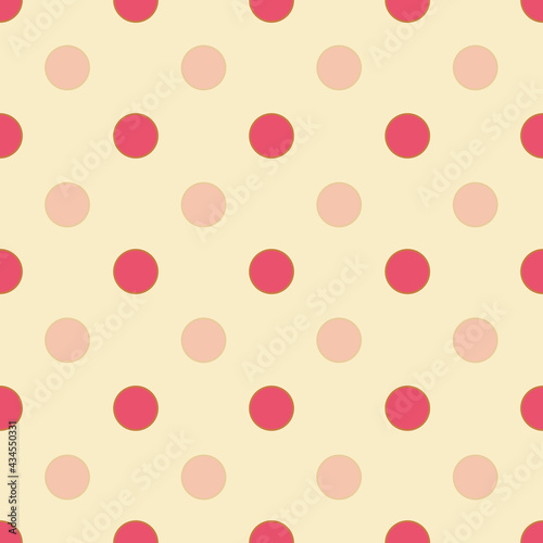 Red dots on off white background repeat pattern print