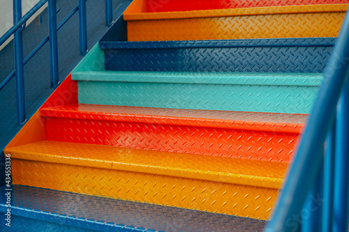 Fotografija Stairs painted in bright colors, stairs background