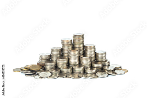 Money coins on white background