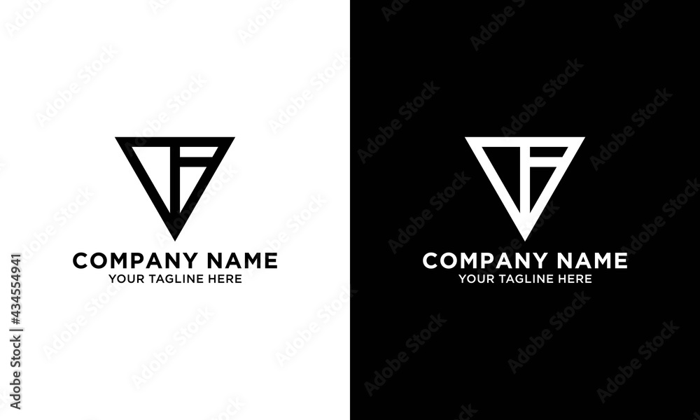 Triangle letter F graphic logo template, simple flat design.
