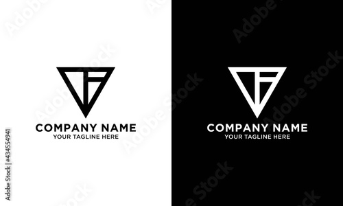 Triangle letter F graphic logo template, simple flat design.