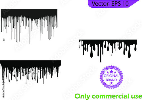Dripping paint drips background. Excellent drips illustration. Collection of dripping brush stroke paints.	Transparent background

