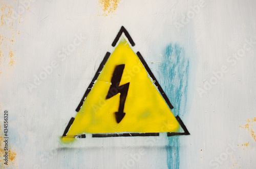 Photo warning sign of high electrical voltage.