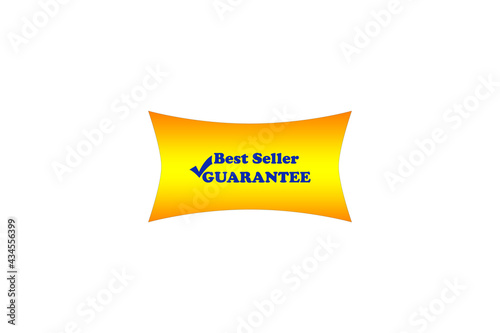 Best Seller Badge Yellow and Brown Color with blue Text Isolated on White Background