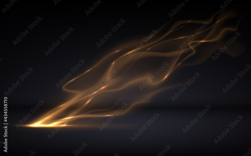 Abstract gold light smoke effect