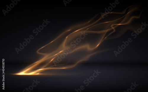 Abstract gold light smoke effect