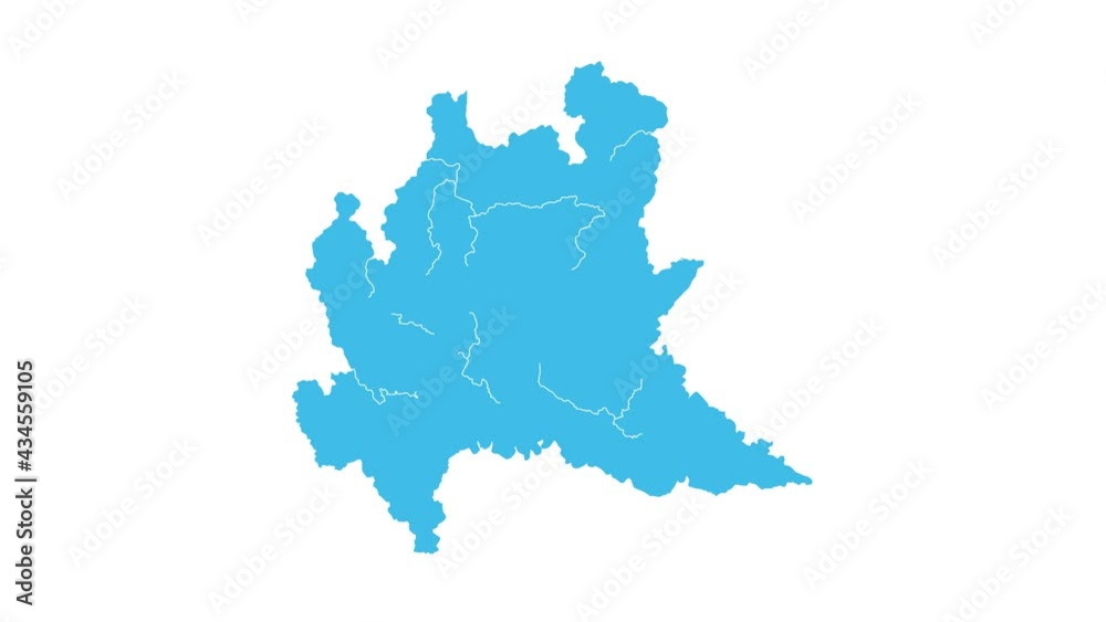 Lombardy region showing up intro with provinces - 4k animated video graphic