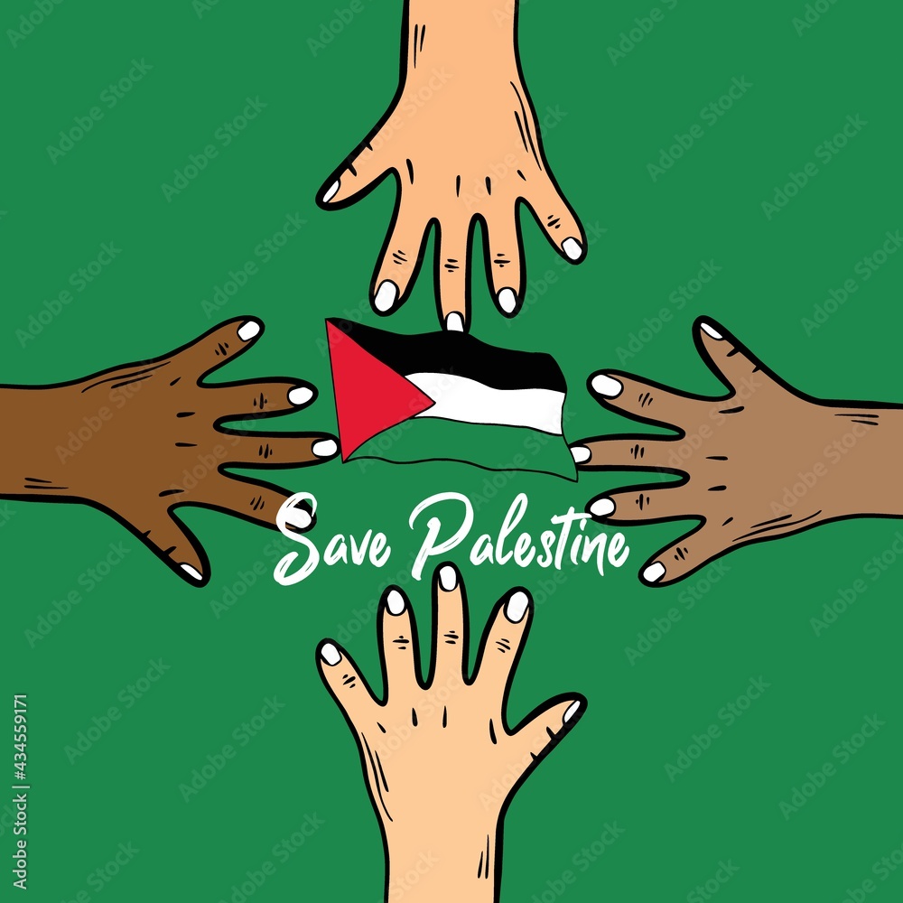 Fototapeta premium Save palestine typography illustration design template vector