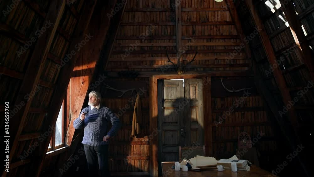 Old Strict Man Standing By The Window. Old Strict Man Standing By The Window.