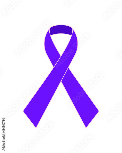 Violet-Purple awareness ribbon for general cancer awareness, Lupus awareness, drug overdose, domestic violence, Alzheimer disease and Hodgkin disease symbol. Purple ribbons, world Alzheimer's day.