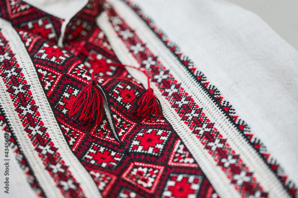 Ukrainian handmade vyshyvanka shirt embroidered with red and black