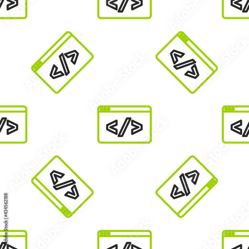 Line Web design and front end development icon isolated seamless pattern on white background. Vector