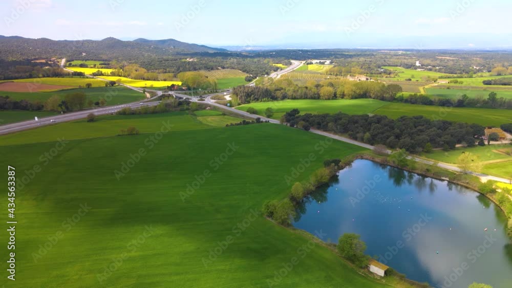 Aerial images with drone of a rapeseed field in Llagostera Gerona Costa Brava Spain zenith shots fluid movements European crops bike rides Aerial images with drone of a rapeseed field in Llagostera Gerona Costa Brava Spain zenith shots fluid movements European crops bike rides