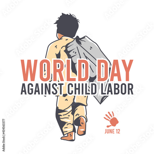 vector graphic of world day against child labor good for day against child labor celebration. flat design. flyer design.flat illustration.