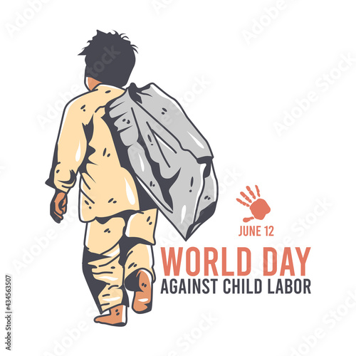 vector graphic of world day against child labor good for day against child labor celebration. flat design. flyer design.flat illustration.