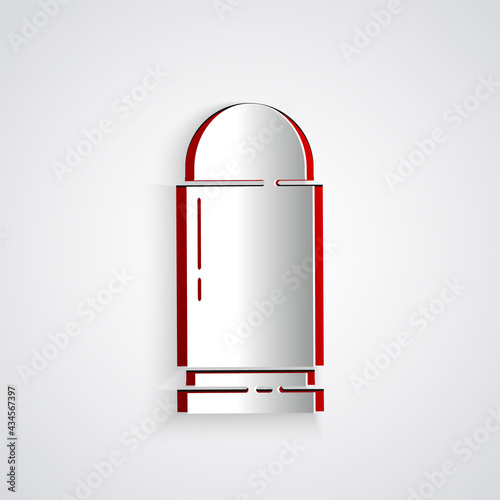 Paper cut Bullet icon isolated on grey background. Paper art style. Vector