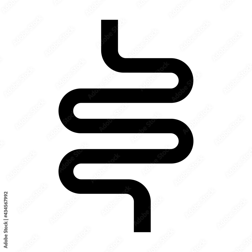 Intestine icon. Intestines help in the excretion of body waste into