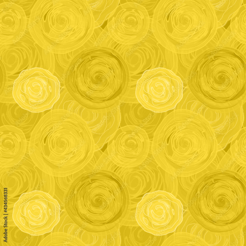 Seamless floral pattern, yellow and orange roses, digital drawing. Seamless floral pattern, yellow and orange roses, digital drawing.