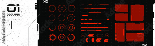 Obraz na płótnie Set of VR elements. Collection of interface objects in cyberpunk style. Futuristic design for your application, software, framework. Future vector objects inspired by Love, Death + Robots w salonie