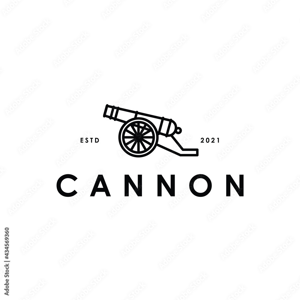 old bombard howitzer cannon artillery army logo design inspiration