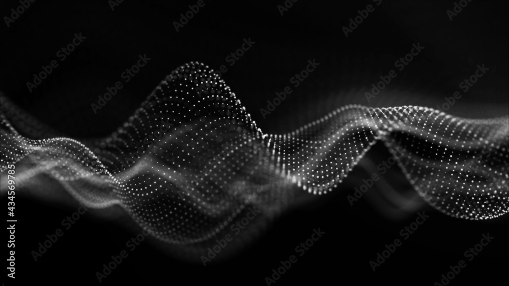 Futuristic point wave. Abstract background with a dynamic wave ...