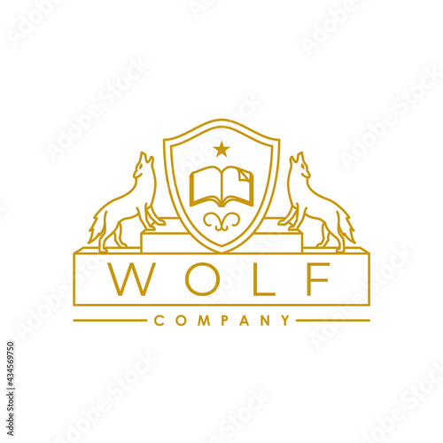 royal shield and howling wolf logo design inspiration