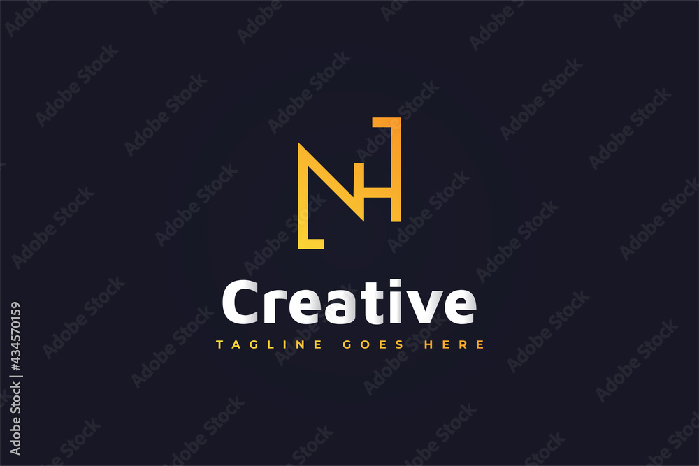 Initial Letter N and H Logo in Orange Gradient. NH Logo Usable For Business or Identity Logos. Vector graphic design template element Initial Letter N and H Logo in Orange Gradient. NH Logo Usable For Business or Identity Logos. Vector graphic design template element