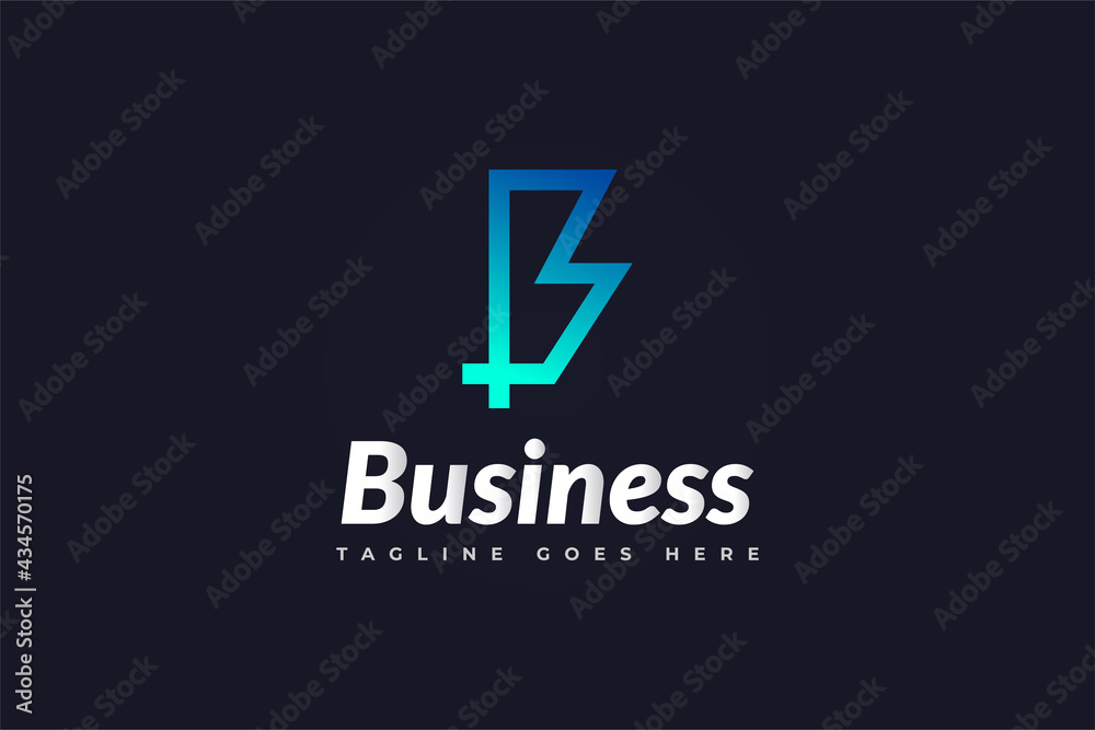 Initial Letter B Logo in Blue Gradient. B Logo Usable For Business or Identity Logos. Vector graphic design template element