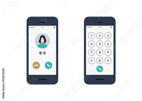 スマートフォンの着信画面と発信画面