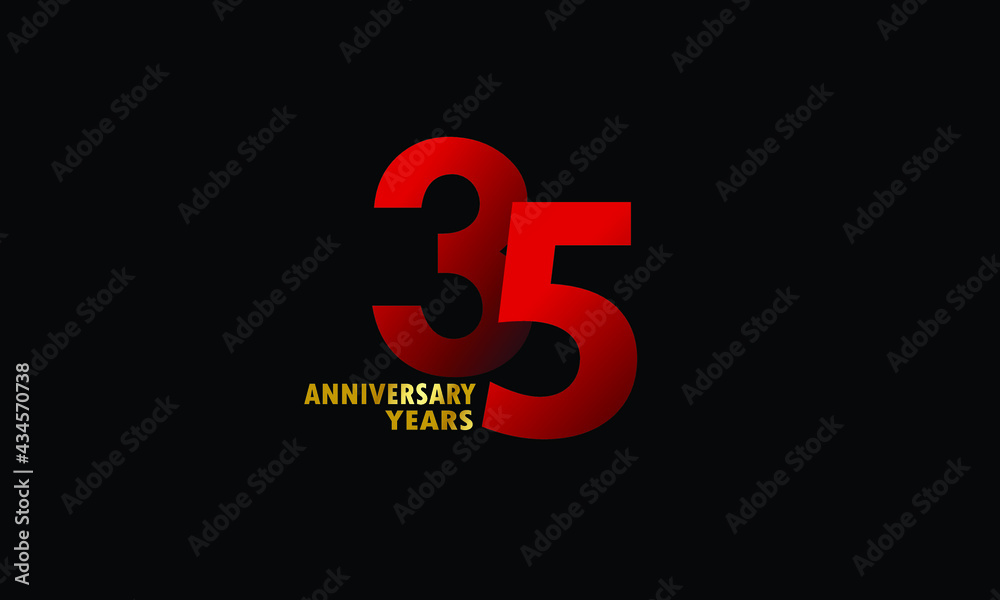 Obraz premium 35 year anniversary red color, minimalist logo years, jubilee, greeting card. invitation on Grey background - Vector