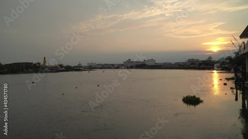 Sunset on the Tha Chin River in the evening in Samutsakhon in the summer. photo