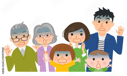 怖がる家族のベクターイラスト