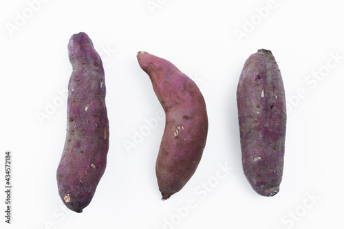 Japanese burned potatoes on white background