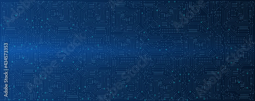 circuit board electronic or electrical line on blue or green engineering technology concept vector panorama background