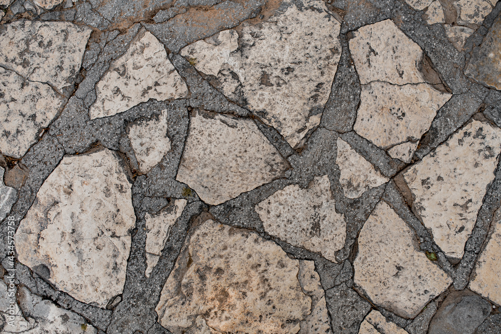 Fototapeta premium top view of the floor surface of broken pieces of marble