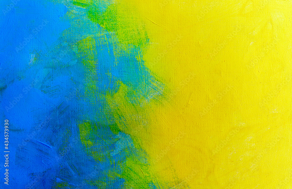 Acrylic brush stroke blue and yellow Abstract colorful watercolor on paper close-up background texture