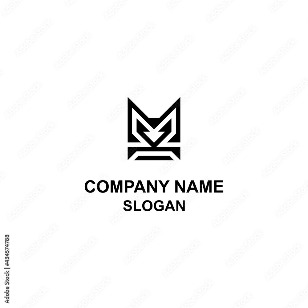 MK letter initial logo, capital letter in unique shape.