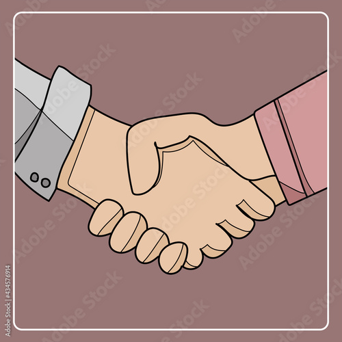 Handshake Illustration Two Hands Business Agreement Deal